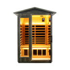 Thermora Riva 2-Person Black Carbonized Walnut Low EMF Far Infrared Outdoor Sauna with Bluetooth Audio and LED Lighting