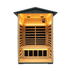 Thermora Riva 2-Person Black Carbonized Walnut Low EMF Far Infrared Outdoor Sauna with Bluetooth Audio and LED Lighting