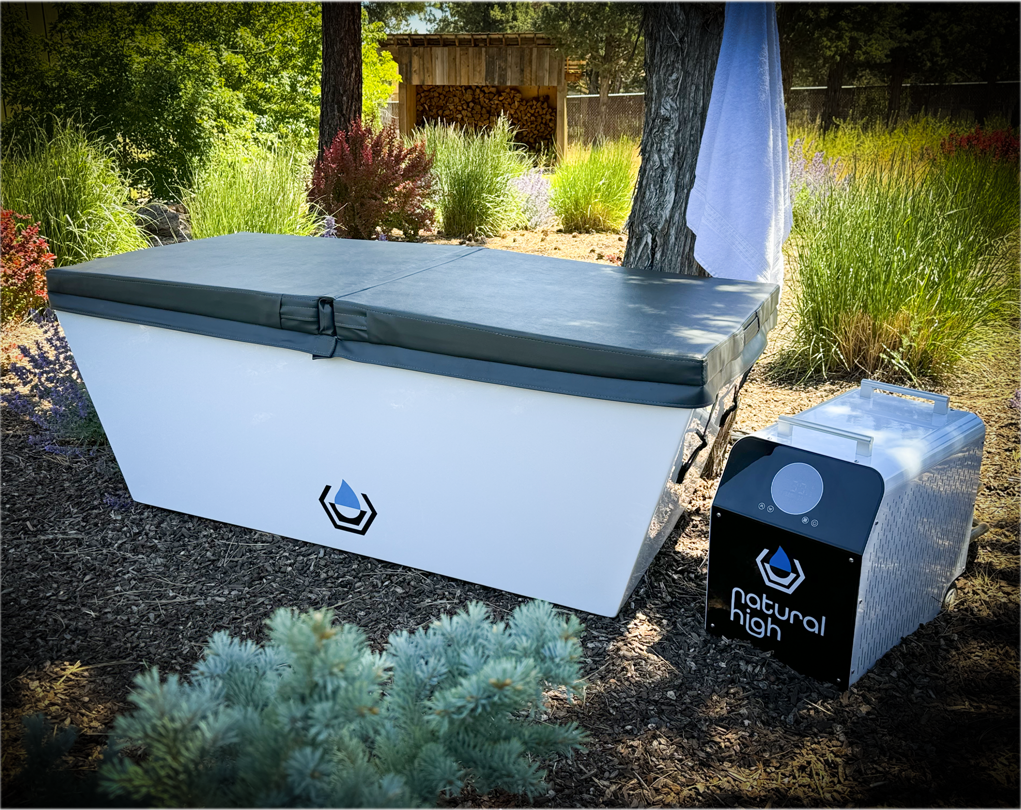 Natural High Premier Acrylic Cold Plunge Tub with 1HP Chiller and Insulated Cover