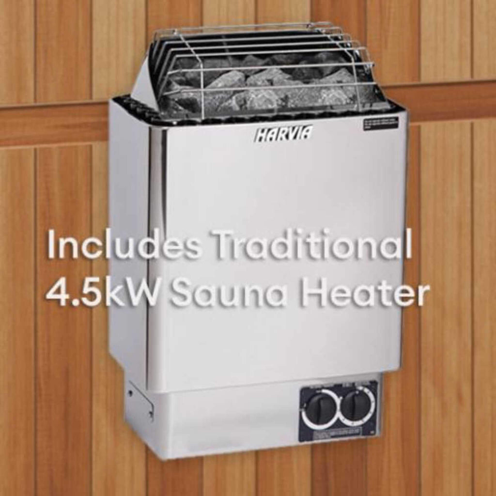 Finnmark FD-5 Trinity XL 4-Person Home Infrared and Steam Sauna Combo with Red Light Panel