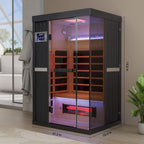 Thermora Pandora 2-Person Indoor Infrared Sauna with Red Light Panel and Himalayan Salt Panels