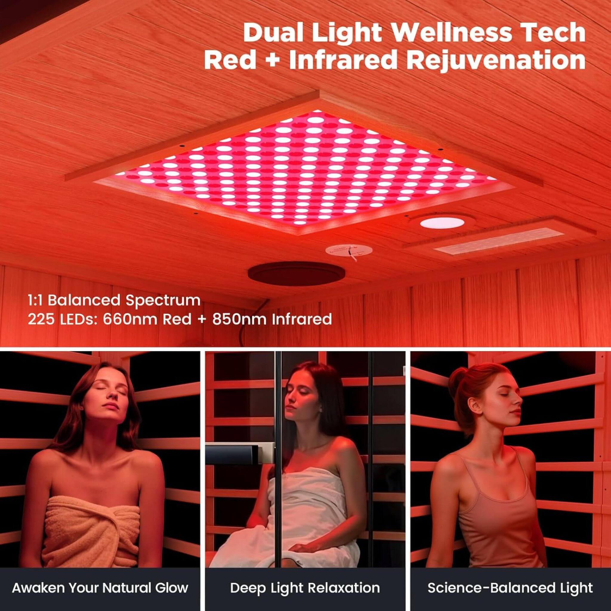 Thermora Pandora 2-Person Indoor Infrared Sauna with Red Light Panel and Himalayan Salt Panels