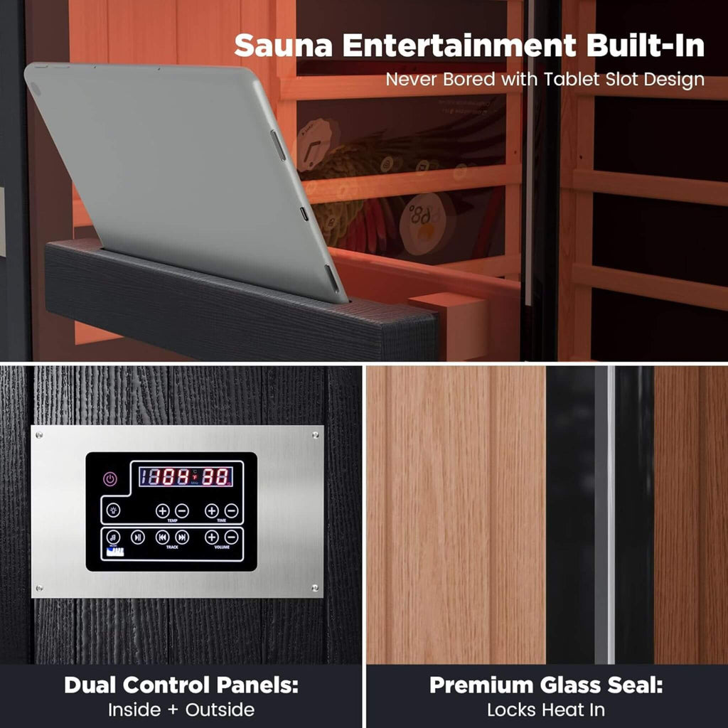 Thermora Pandora 2-Person Indoor Infrared Sauna with Red Light Panel and Himalayan Salt Panels