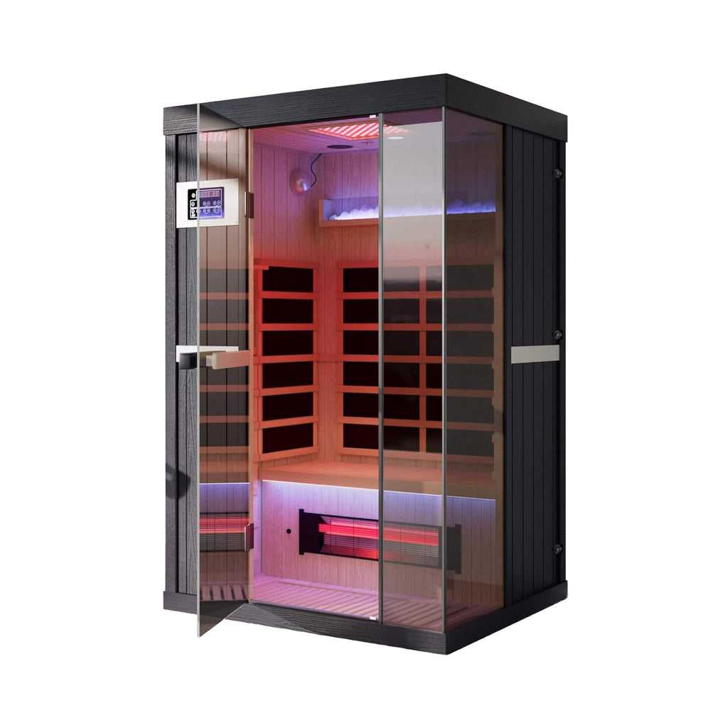 Thermora Pandora 2-Person Indoor Infrared Sauna with Red Light Panel and Himalayan Salt Panels