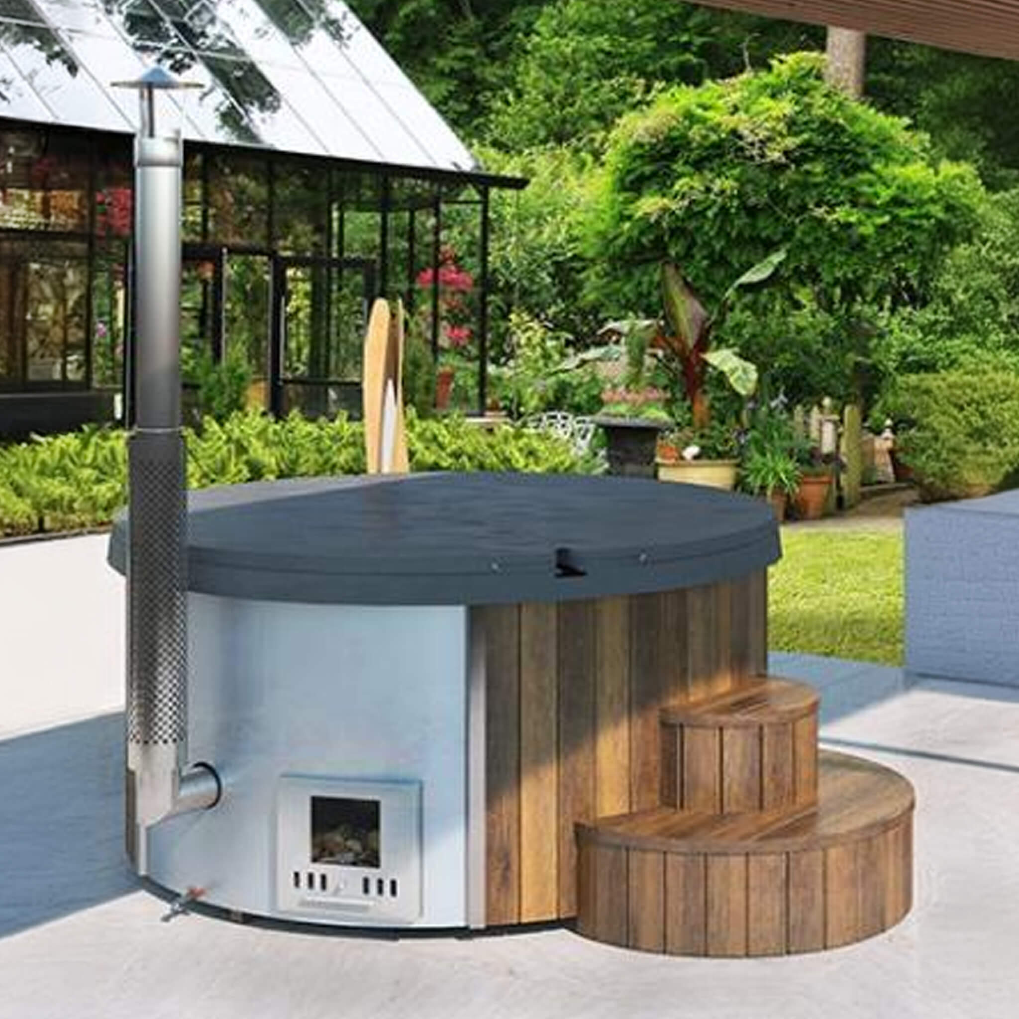 SaunaLife Model S4N Premium 6-Person Home Wood-Burning Hot Tub [SL-MODELS4N]